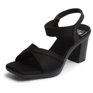 xe looks women's elegant heels | block heel sandals with stretchable straps | lightweight & durable | comfortable cushioned sole heels for girls & women